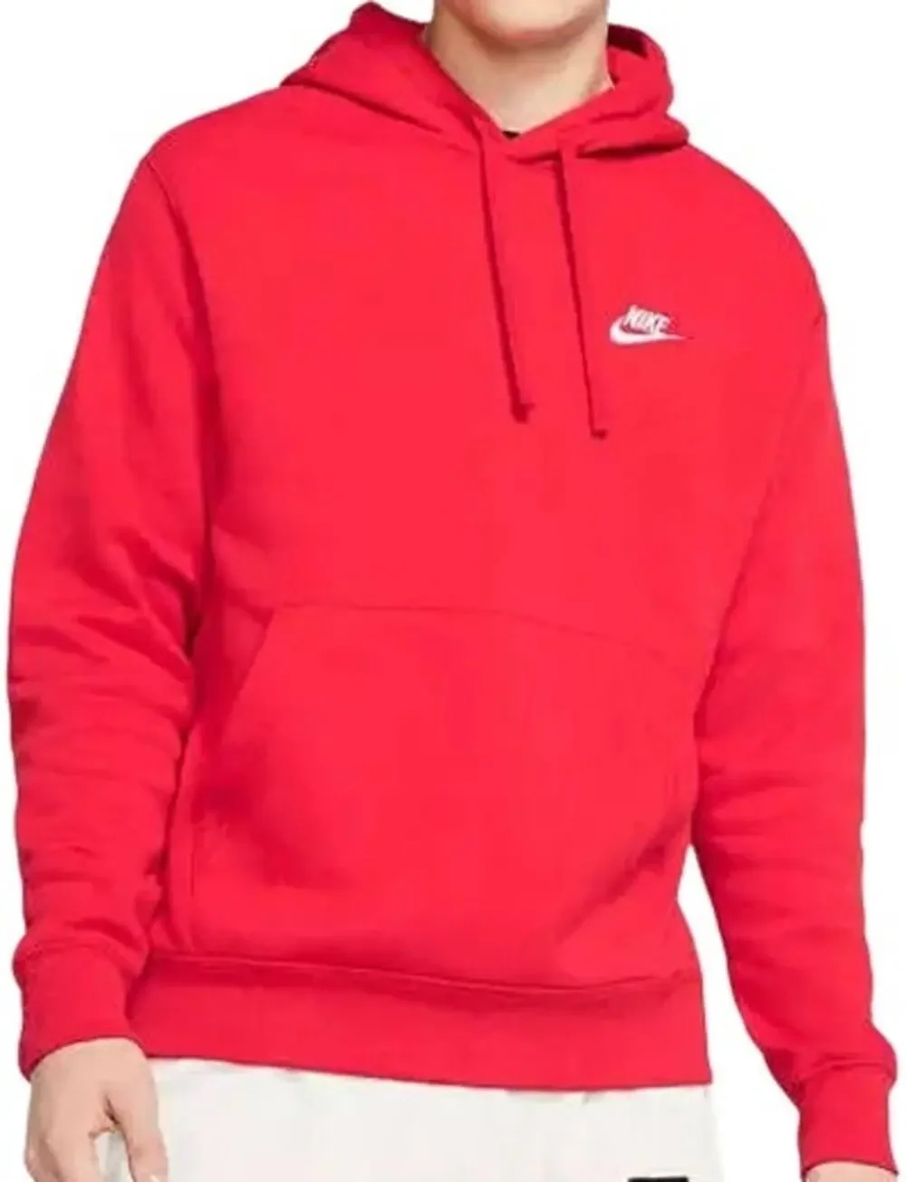 Nike Sportswear Club Fleece Hoodie Drawstring Oversized Logo Pocket Red XL